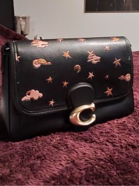Coach Black Soft Tabby with Rose Gold Cloud & Star Accents (ReLoved)